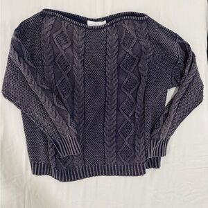 Callahan Women’s Medium Cable Knit Sweater Blue Purple Medium 100% Cotton